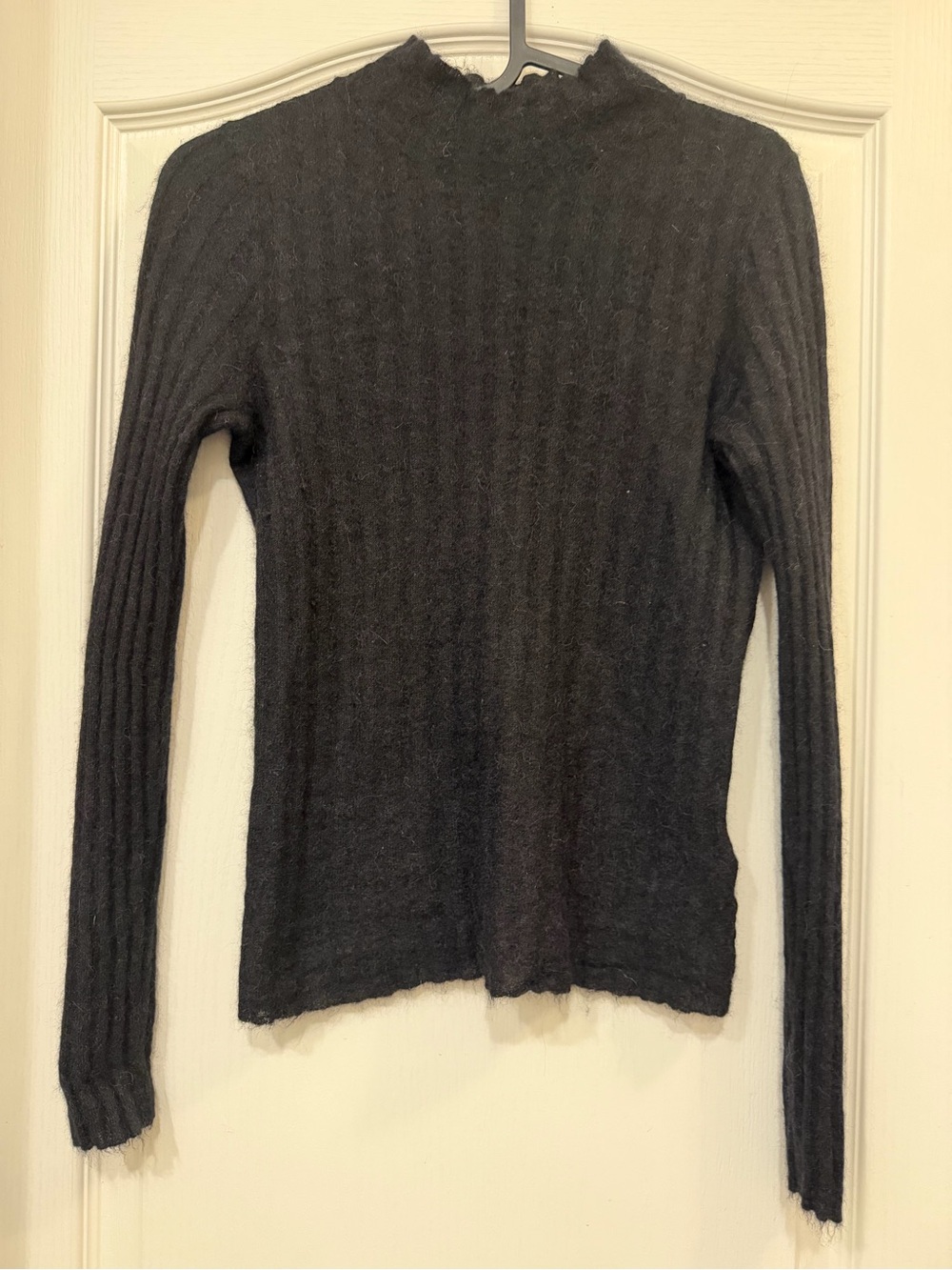 Madewell Black Alpaca Blend Ribbed Mock Neck Sweater NO041